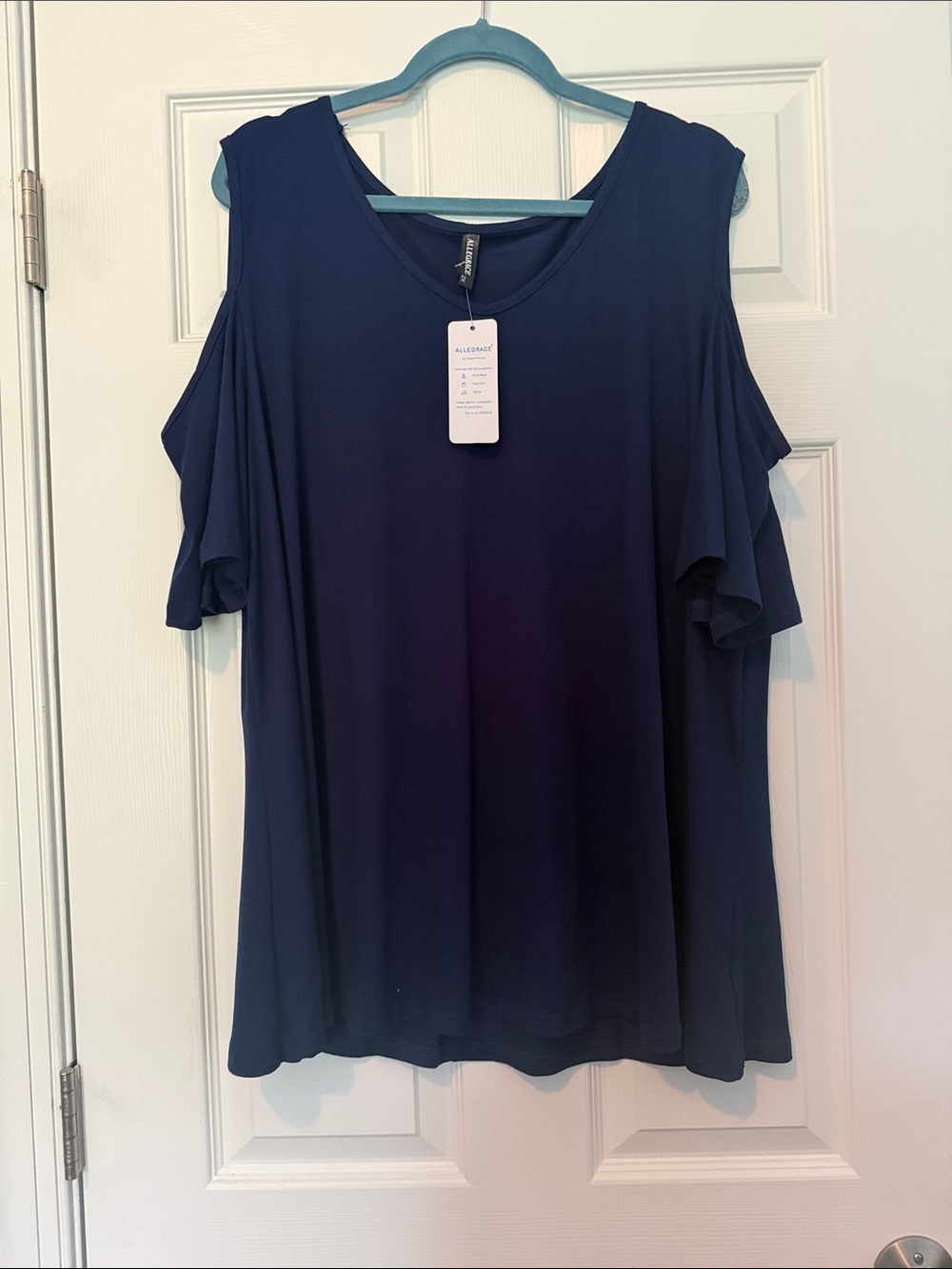 Women's Cold-Shoulder Navy Blue Top